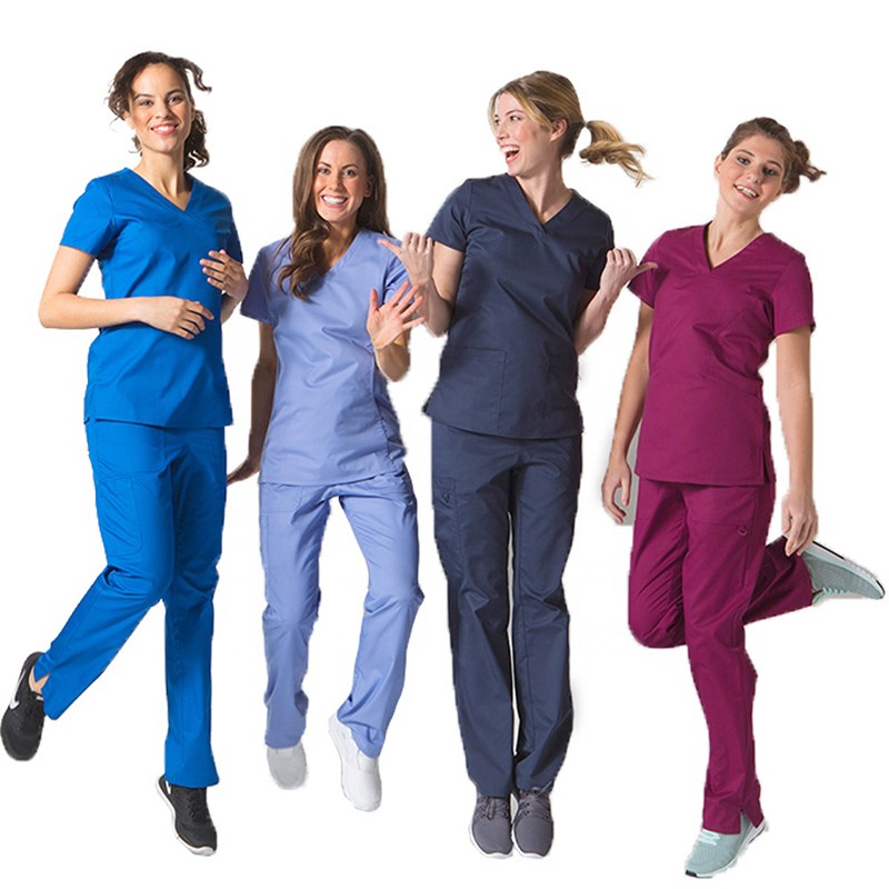 Customized Hospital Scrubs Design Uniformes Women Joggers Set Medico Scrubs Uniforms Short/Long Sleeve Medical Nurses Scrubs